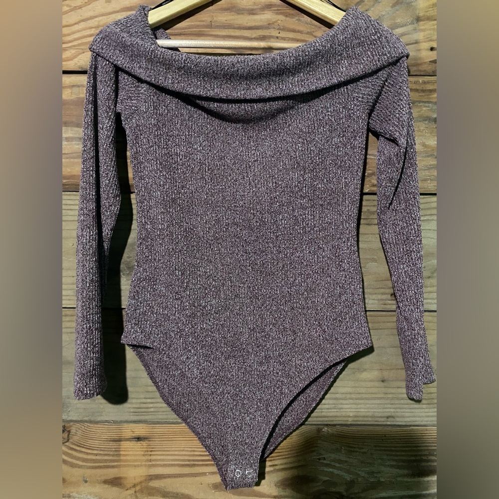 Forever 21  off the shoulder bodysuit color: purple/plum. Size: large.